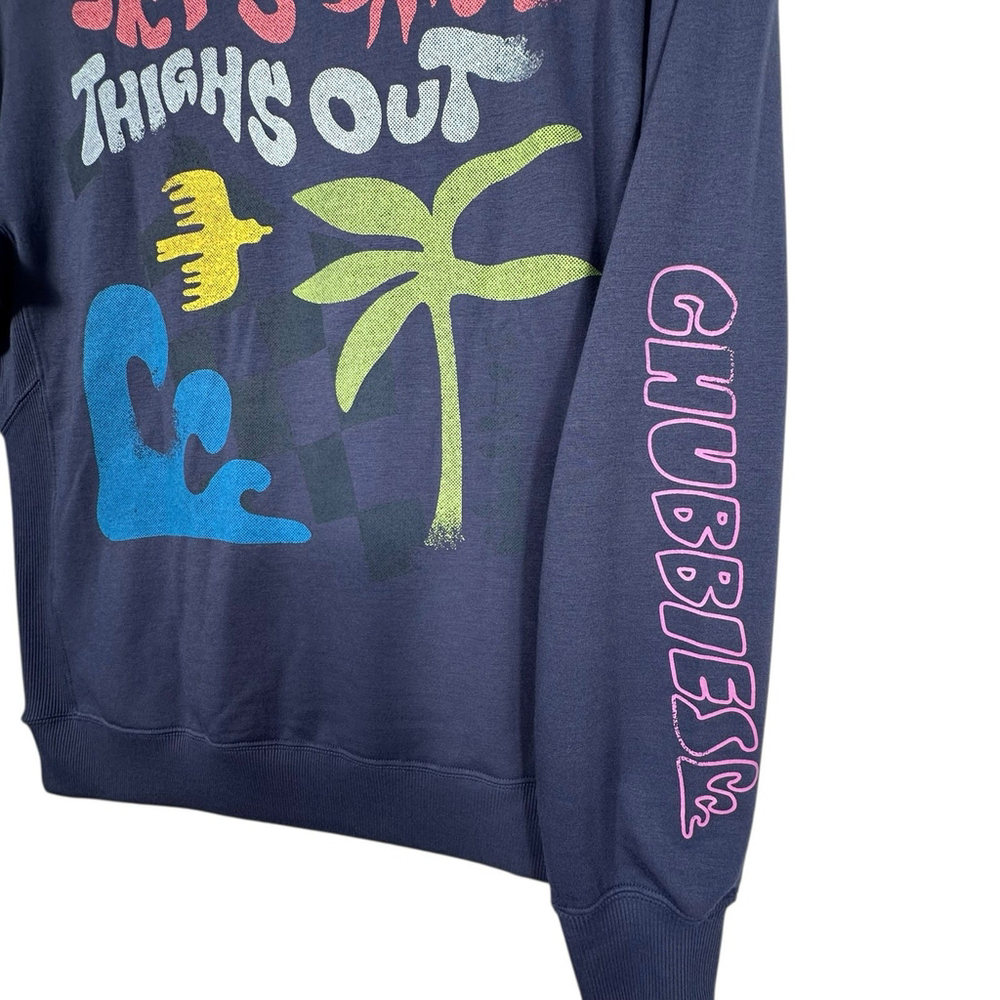 Chubbies Men's Soft Terry Crewneck The Sketchy Blue Sweat Shirt Size Medium - Picture 4 of 8